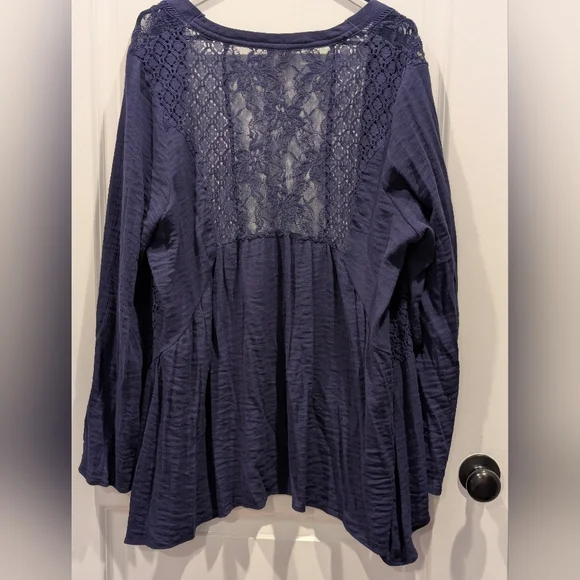 Knox Rose Open-Front Cardigan Lace Back & Crochet Navy Blue XXL - Picture 9 of 9